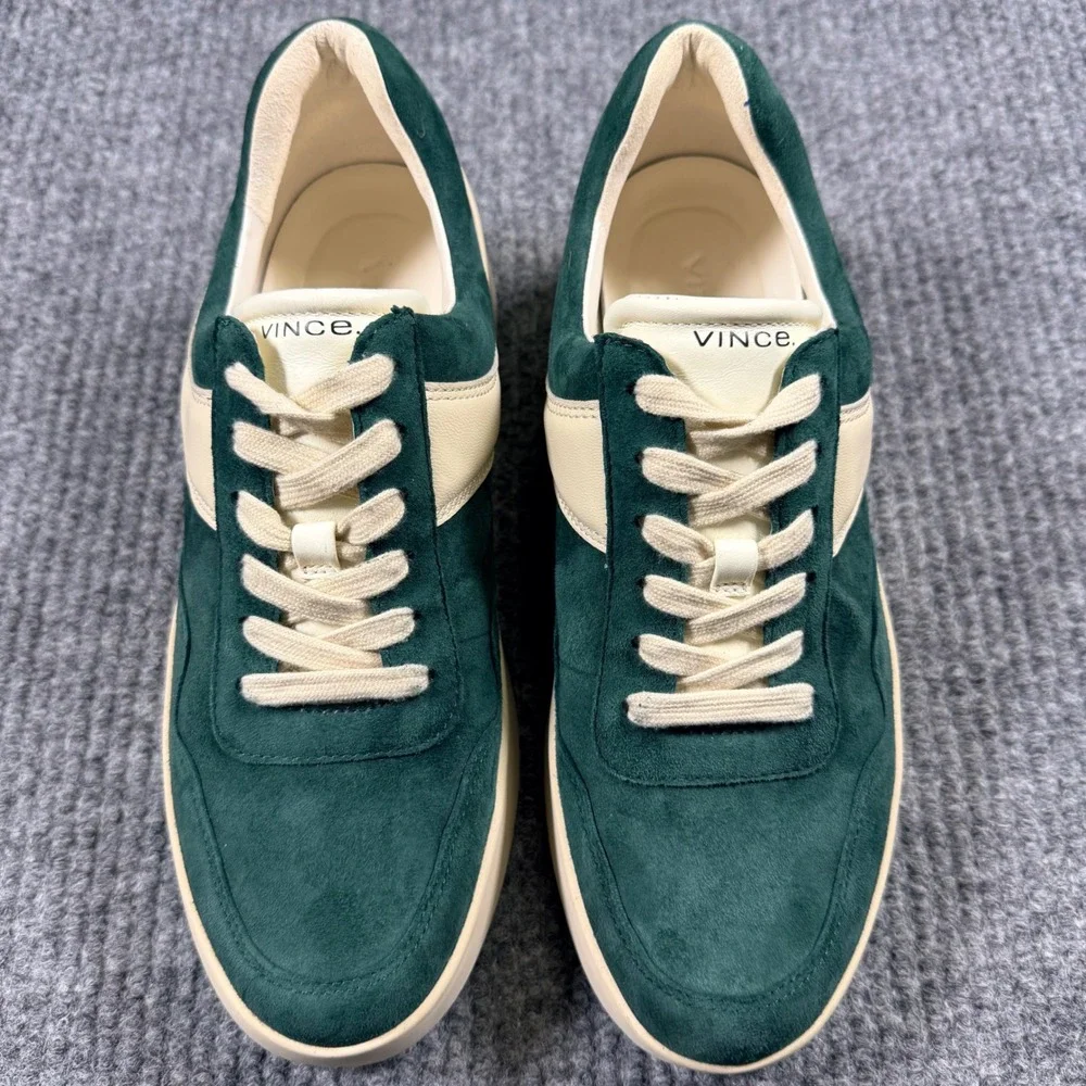Vince Warren Court Sneakers Womens 8 Palm Leaf Green Suede Leather Platform